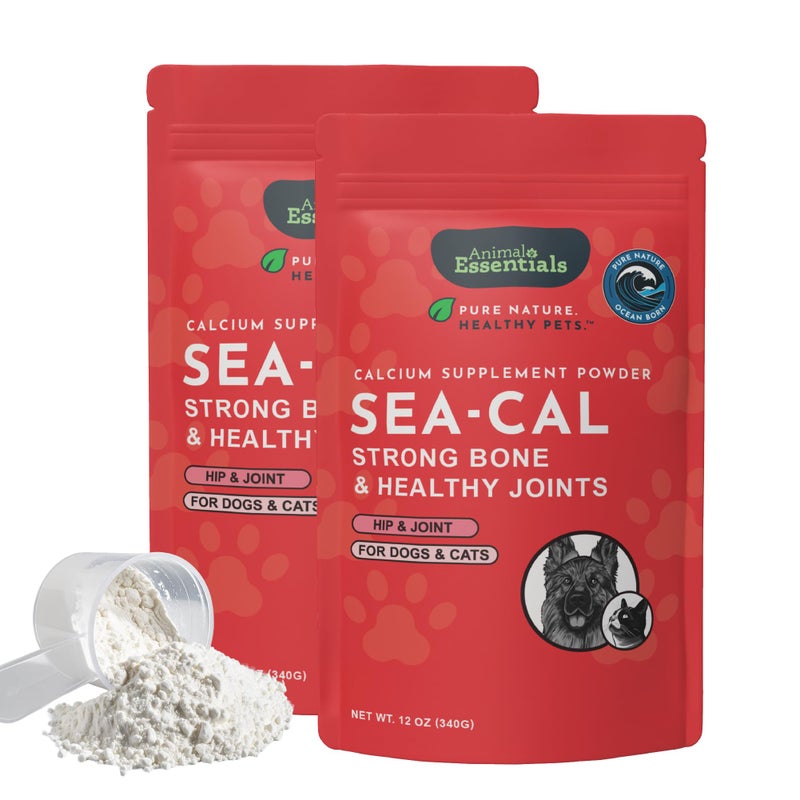 Animal Essentials SeaCal Pure Seaweed Calcium Powder for Dogs with Magnesium Joint Supplement for Dogs Cats for Healthy Bones Teeth Joint Health Icelandic Seaweed Calcium 12 oz Pack of 2